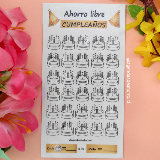 RETO AHORRO LIBRE CUMPLEAÑOS - CARTILLA PLASTIFICADA