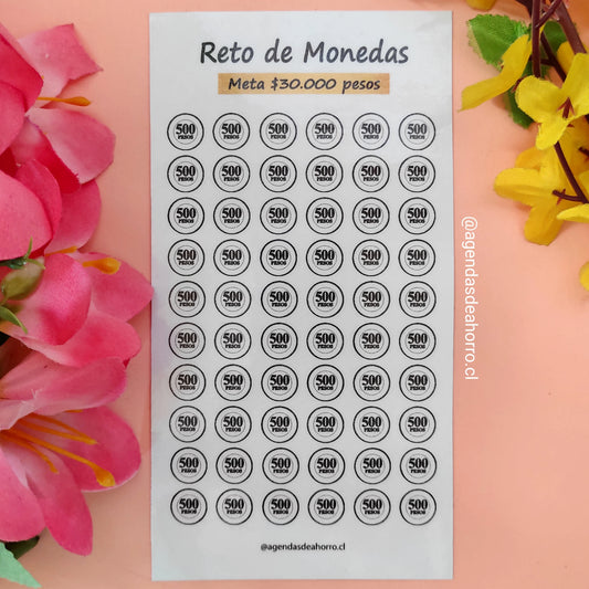 RETO AHORRO DE LAS MONEDAS - CARTILLA PLASTIFICADA
