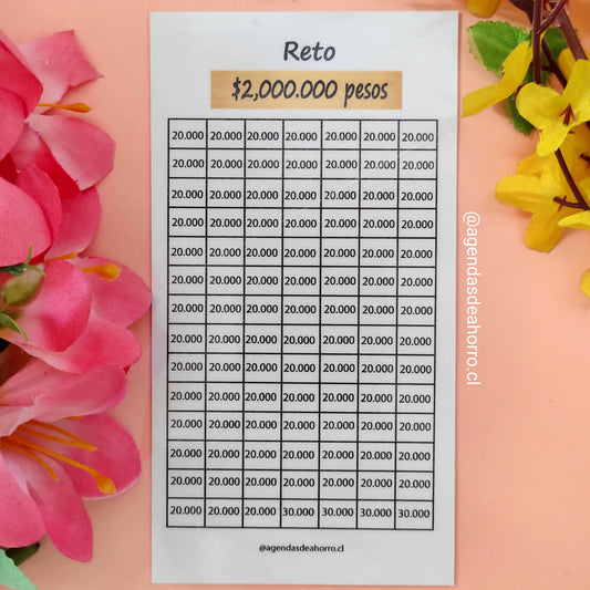 RETO DE AHORRO 2 MILLONES - CARTILLA PLASTIFICADA
