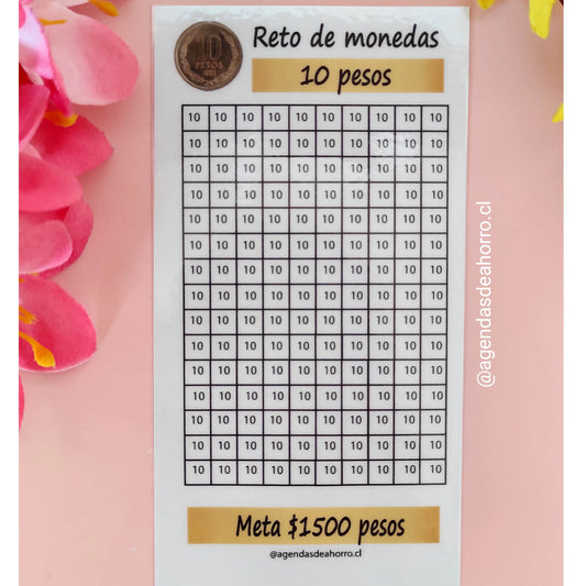 RETO DE AHORRO 10 PESOS - CARTILLA PLASTIFICADA