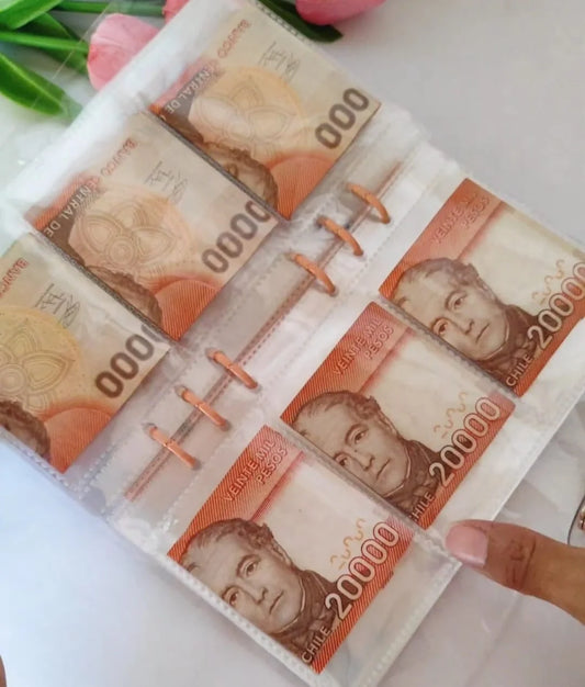 Agenda con el  RETO DE BILLETES - Tapa Transparente